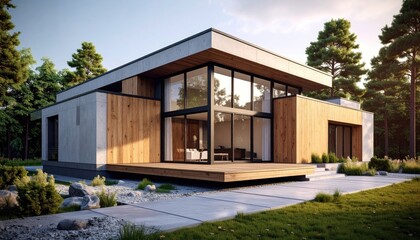 Modern house in a wooded area