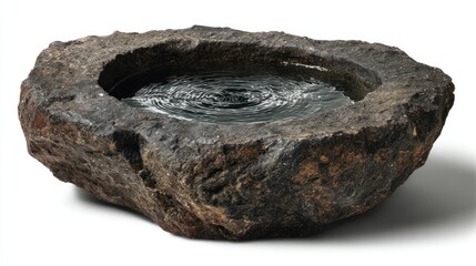 Rough stone basin with water