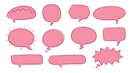 Pink speech bubbles set for creative design projects and communication themes