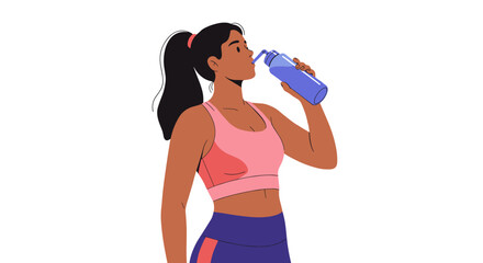 Woman staying hydrated with water bottle in activewear fitness concept