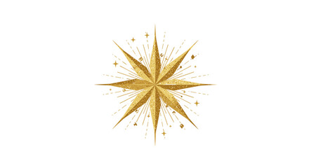 Obraz premium Elegant golden starburst with sparkling details on white background
