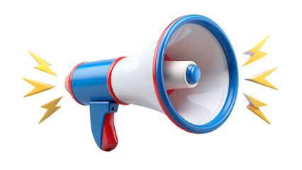 Red, white, and blue megaphone isolated on transparent background