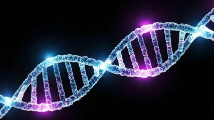 Glowing DNA Strand with Blue and Pink Light - Powered by Adobe