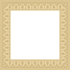 Vector gold native american folk ornament. Square pattern, scarf of the peoples of America, Aztec, Incas, Maya