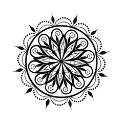 Black and white mandala vector isolated on white. Vector hand drawn circular decorative element.