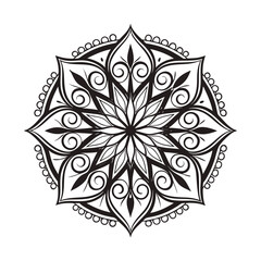 Black and white mandala vector isolated on white. Vector hand drawn circular decorative element.