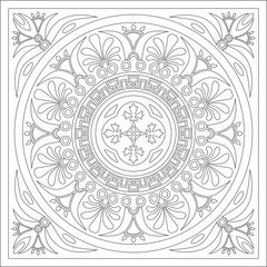 10559_9_Greek_square.epsVector black monochrome classic Greek square outline ornament. Rectangle of Ancient Greece and Roman Empire. Byzantine painting of walls, floors and ceilings. Decoration of Eur