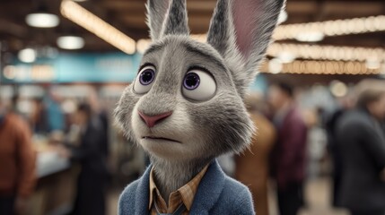 Animated rabbit in a market