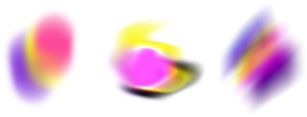 Abstract vibrant yellow ,pink and black blurry colorful gradients on a clean white background 