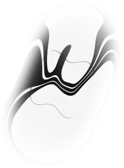 Abstract black and white image featuring curved lines and blurred gradients