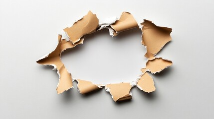 Obraz premium Torn Paper Hole on Plain Background Revealing Empty Space for Text or Image Insertion