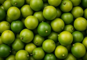 Fresh ripe green limes closely packed showing natural vibrant textures and colors in detail