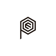 Letter E, o and p hexagon lines geometric symbol simple logo vector