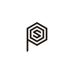 Letter s, o and p hexagon lines geometric symbol simple logo vector