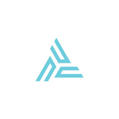 Letter n, u and c triangle geometric symbol simple logo vector