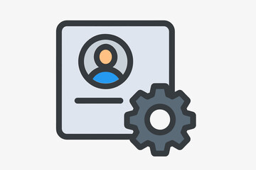 User profile icon with settings gear on light background