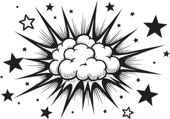 Cartoon Blast Explosion Design silhouette vector.