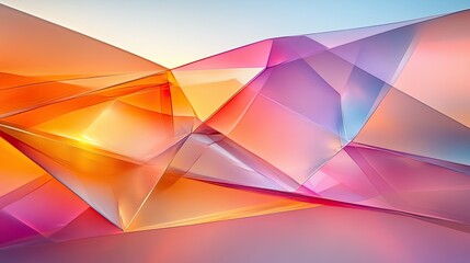 Abstract design of overlapping translucent polygons.