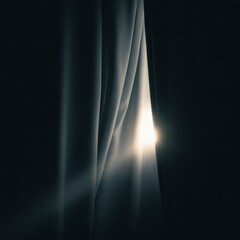 A peek of sunlight through a slightly opened blackout curtain.