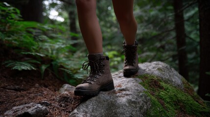 Hiking adventure forest trail footwear photography natural setting close-up view outdoor exploration