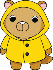 cute bear wearing in yellow jacket