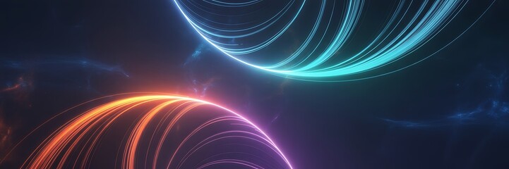 Abstract glow circles with neon colors evoke a futuristic atmosphere and creative energy, ideal for modern projects.