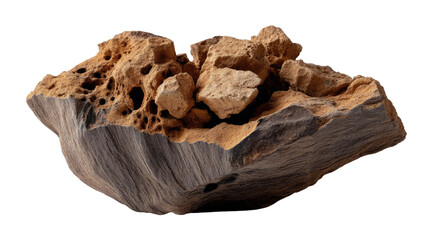 Earth's Crust: This image shows a rough, close-up view of an interesting rock formation. revealing details of its textures, colors, and composition. 