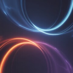 Abstract light streaks and circles create a captivating visual effect with vibrant blue and orange glows on a dark backdrop.