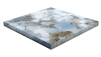 Dry Land Surface: A textured surface of parched earth, with cracked patterns and remnants of moisture. A visual representation of environmental challenges and the impact of the climate.