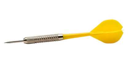Isolated yellow dart on white background for dartboard game accuracy and precision target sports equipment on transparent background