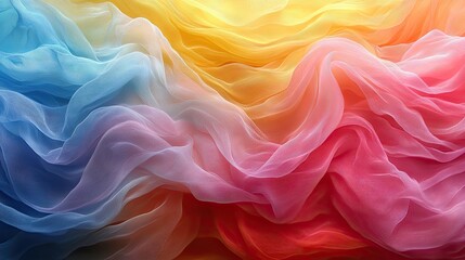 Obraz premium A vibrant display of flowing, multicolored sheer fabric.