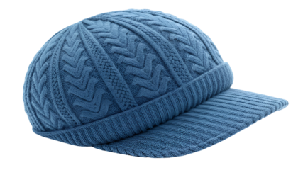 unique blue wool winter cap isolated on transparent background