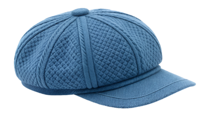 winter cap, blue knitted cap isolated on transparent background