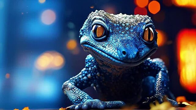 salamander in Delfts Blauw realistis, highly detailed,ai generatif