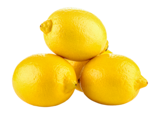 Fresh yellow lemons citrus fruit healthy food sour lemon vitamin c on transparent background