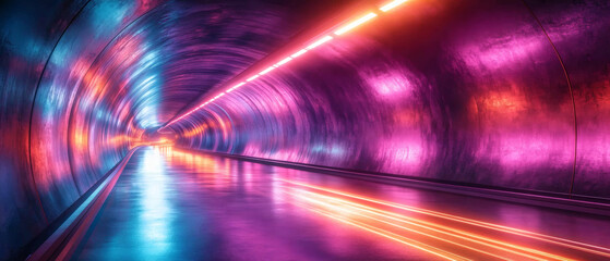  Futuristic Neon-Lit Spiral Tunnel with Dynamic Lighting and Curved Architecture