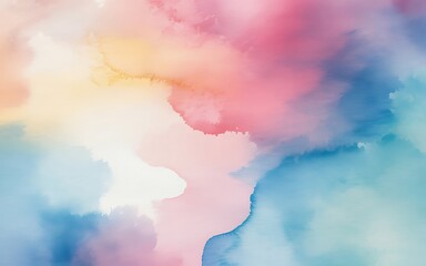 Soft pastel watercolor blend offers a tranquil, artistic feel with vibrant hues of pink, blue, yellow, and gentle transitions.