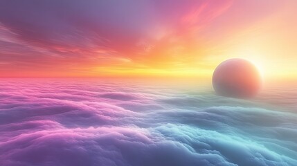 Colorful cloudscape with a celestial sphere.
