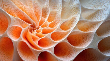 Intricate spiral design of folded paper layers.