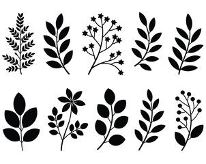 Floral Silhouette Pack - 16 Geometric Leaf & Botanical Designs Strong Contrast

