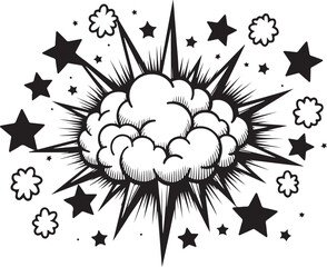 Cartoon Blast Explosion Design silhouette vector.
