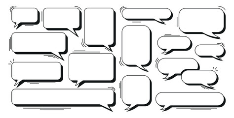 Large set of volumetric white speech bubbles with shadow for comics