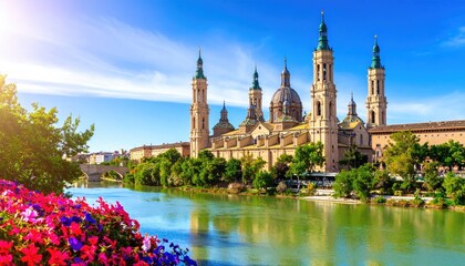 Obraz premium Picturesque basilica by a river