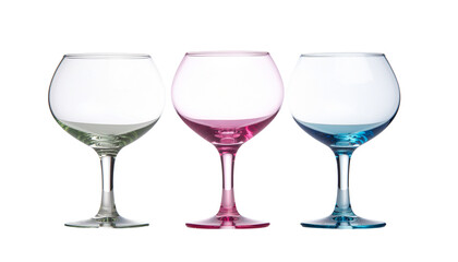 Colorful Drink Glasses Displayed on white Png