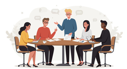 Business meeting with diverse people around a table