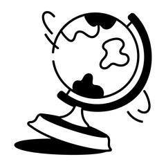 A doodle style icon showing globe map
