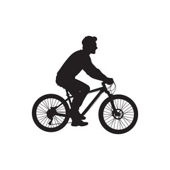 Leisure bike rider silhouette. relaxed cyclist pedaling upright on urban paths. 