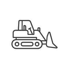 A Simple Outline of a Bulldozer Heavy Equipment Vehicle Represented with Tracked Wheels and a Blade for Construction