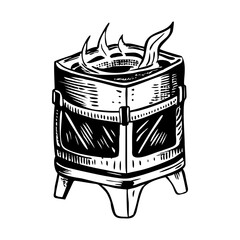 A sketchy style illustration showing camp stove
