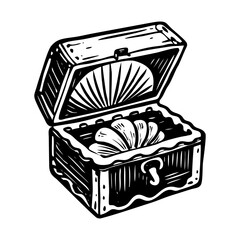 A vintage style illustration showing seashell box